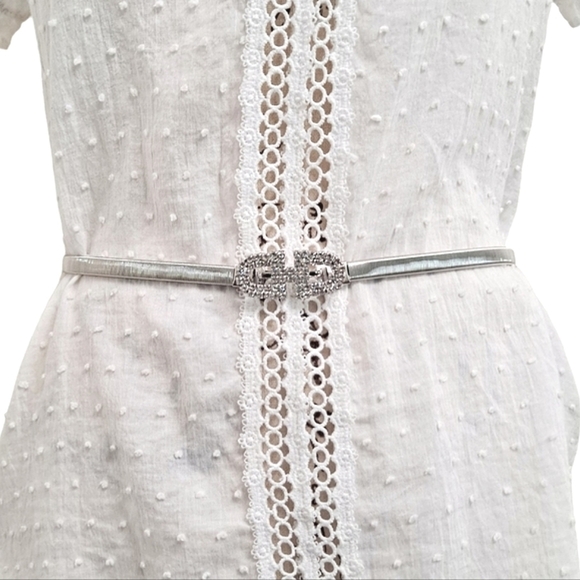 Silver Rhinestone Stretch Thin Waist Belt Boho Glam for Wedding special event - Picture 1 of 11